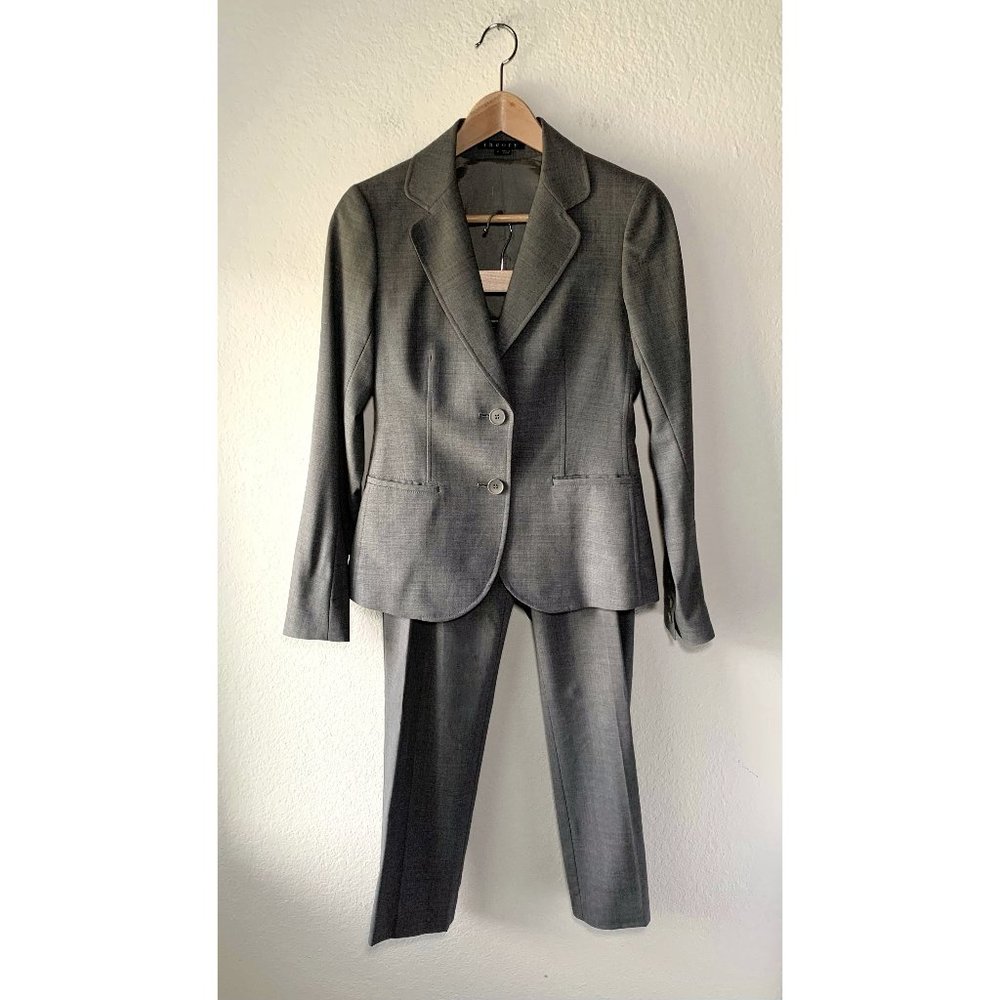 Theory Career Suit Set Blazer Jacket Dress Pants Grey 0 / 6
